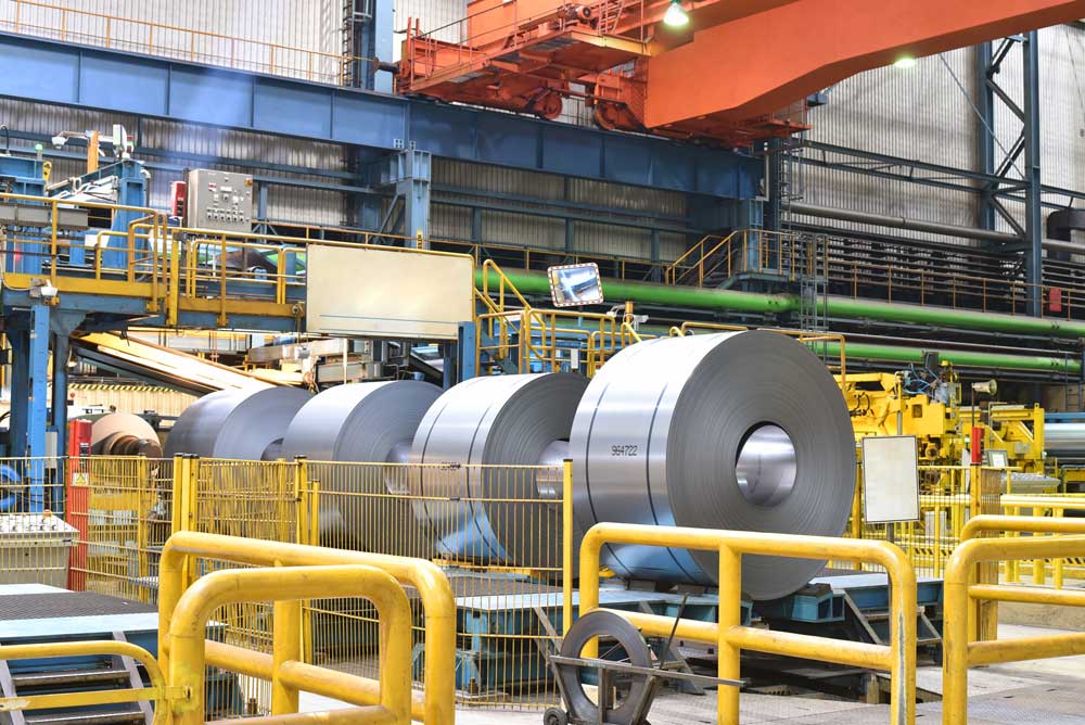 Rolls of steel in plant